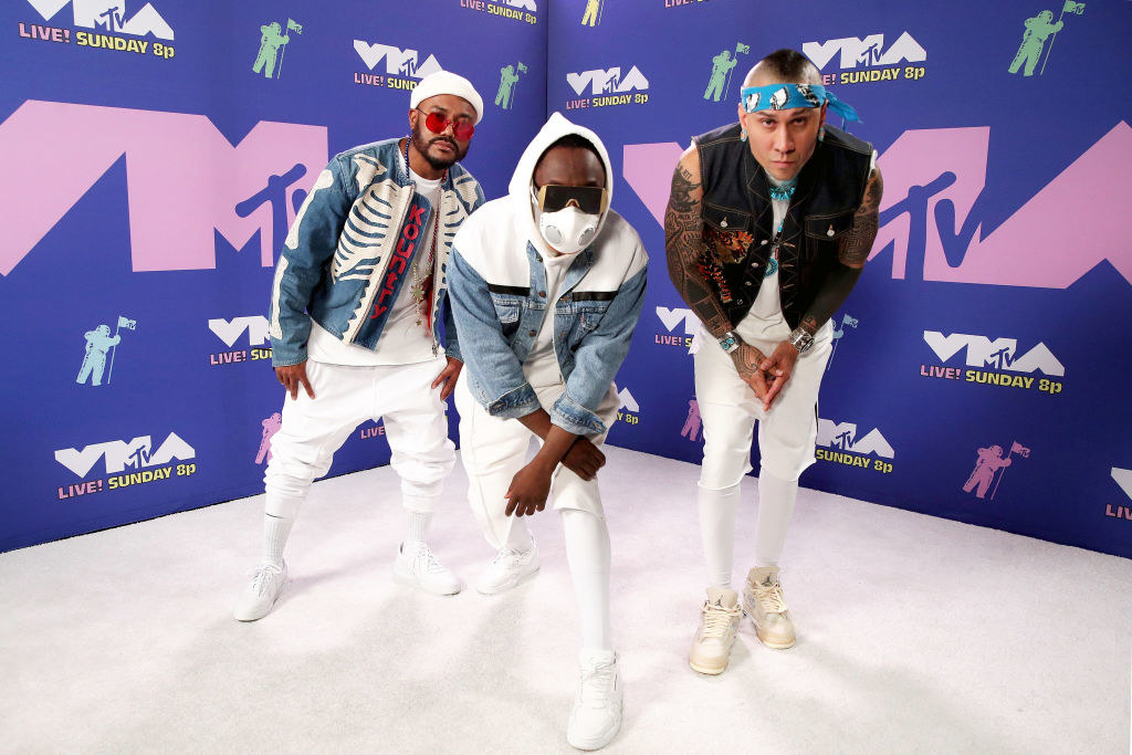 The Black Eyed Peas stopped by the MTV VMAs in denim jackets and matching pants