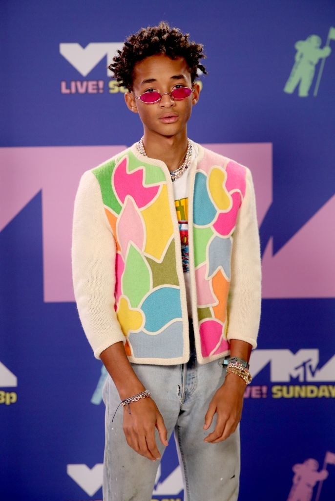 Jaden Smith wore a multi-colored jacked and jeans to the VMAs