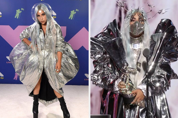 Lady Gaga's Many Face Masks At The 2020 MTV VMAs Proved She Can Make Anything Avant-Garde