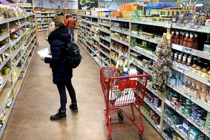A woman shopping at Trader Joe's