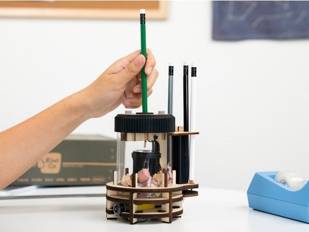 a model using the pencil sharpener