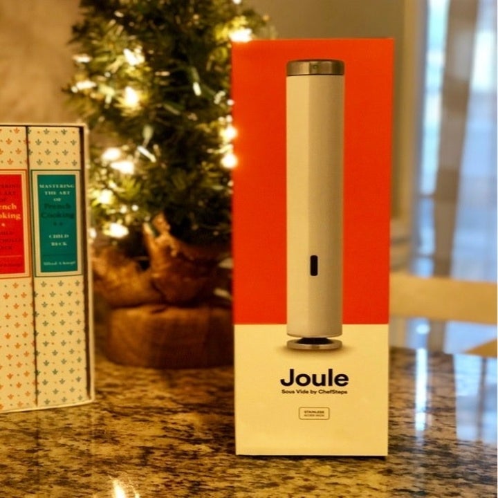 reviewer's long white stick joule sous vide in a box