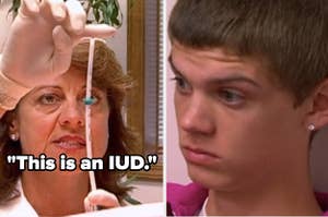 doctor explains how an IUD works while the girl's boyfriend stares in shock
