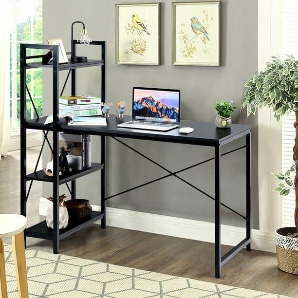 30 Desks That Reviewers Truly Love, Elegant Writing Desk With Drawers And Shelves