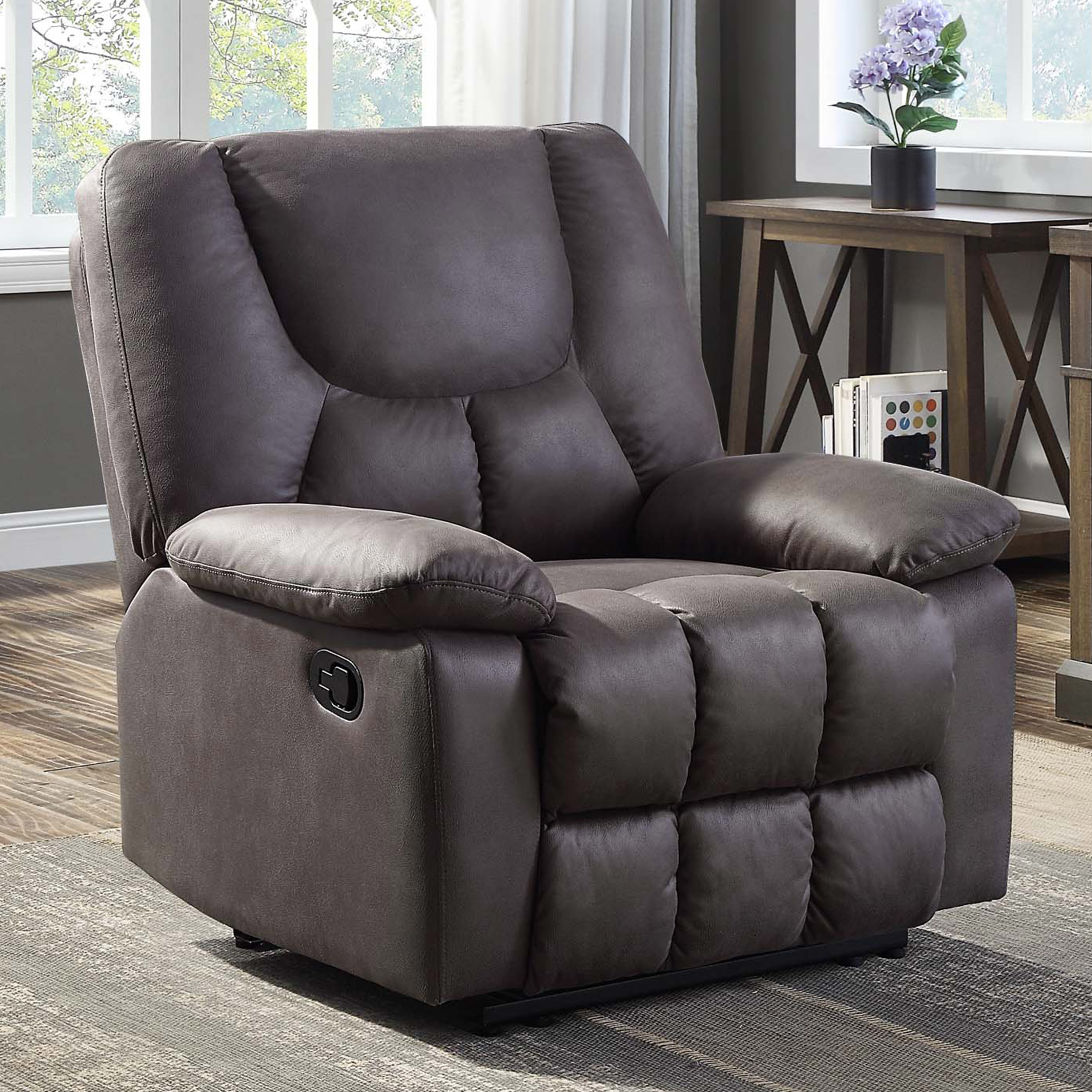 plush grey recliner