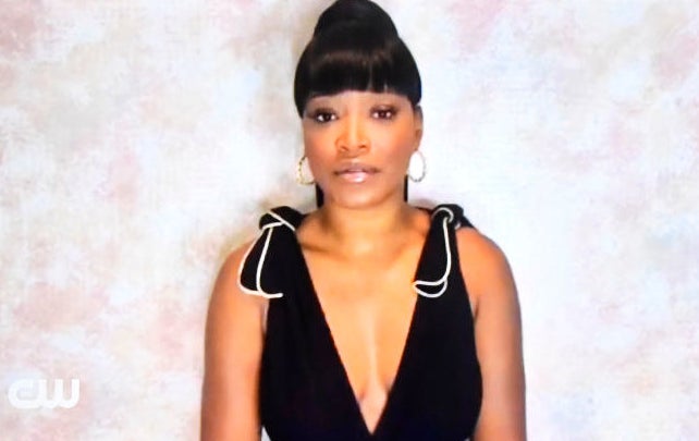 Video screenshot of Keke Palmer speaking at VMAs