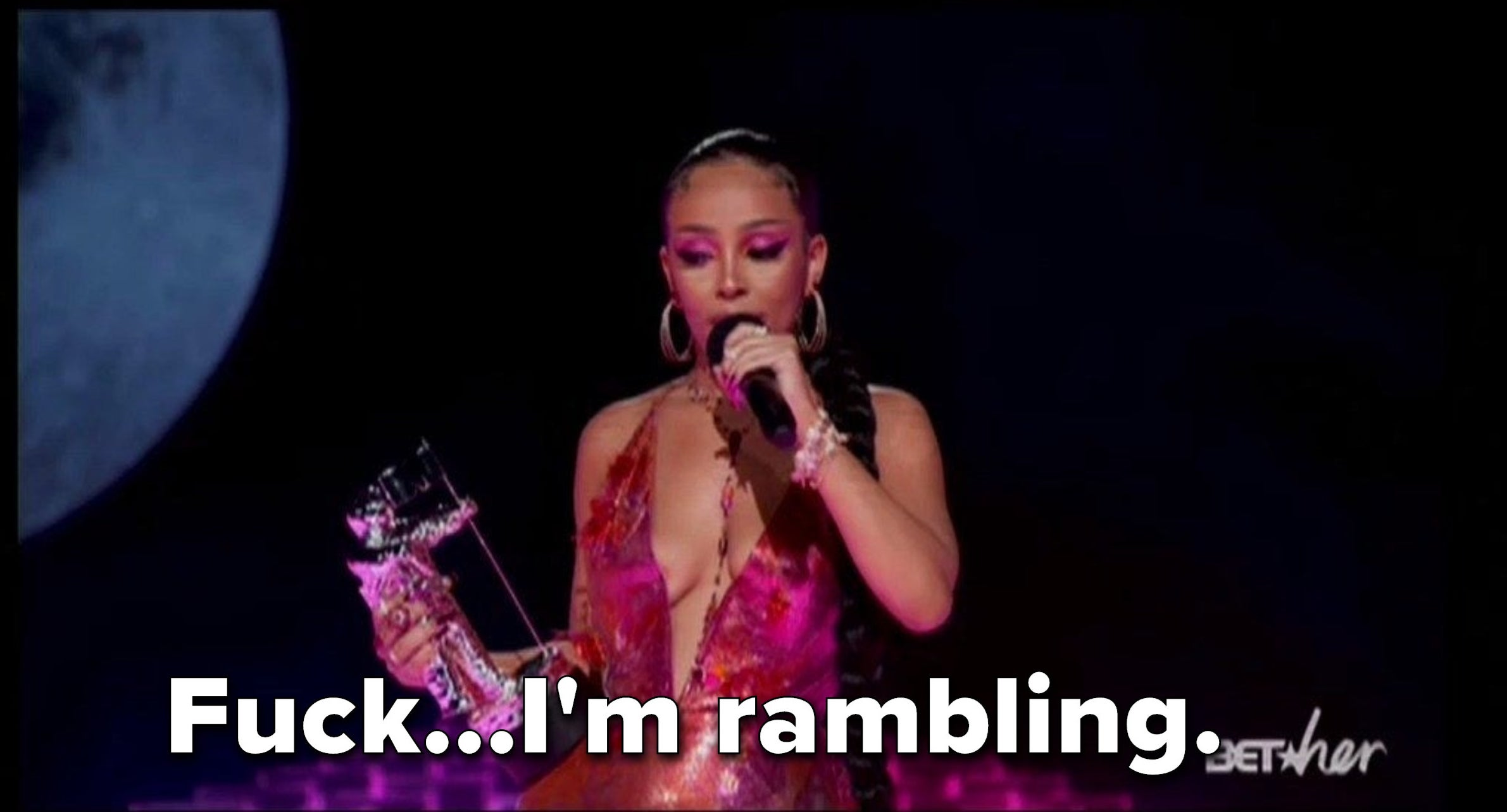 Doja Cat saying "Fuck...I'm rambling."