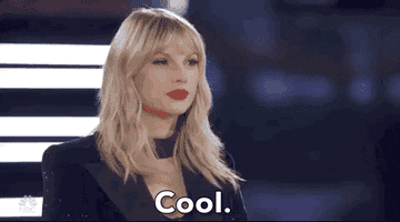 a gif of taylor swift saying &quot;cool.&quot;