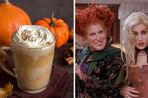 pumpkin spice latte and the hocus pocus witches