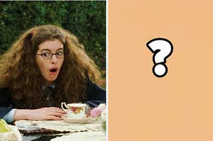 Mia from "The Princess Diaries" is on the left with a question mark on the right
