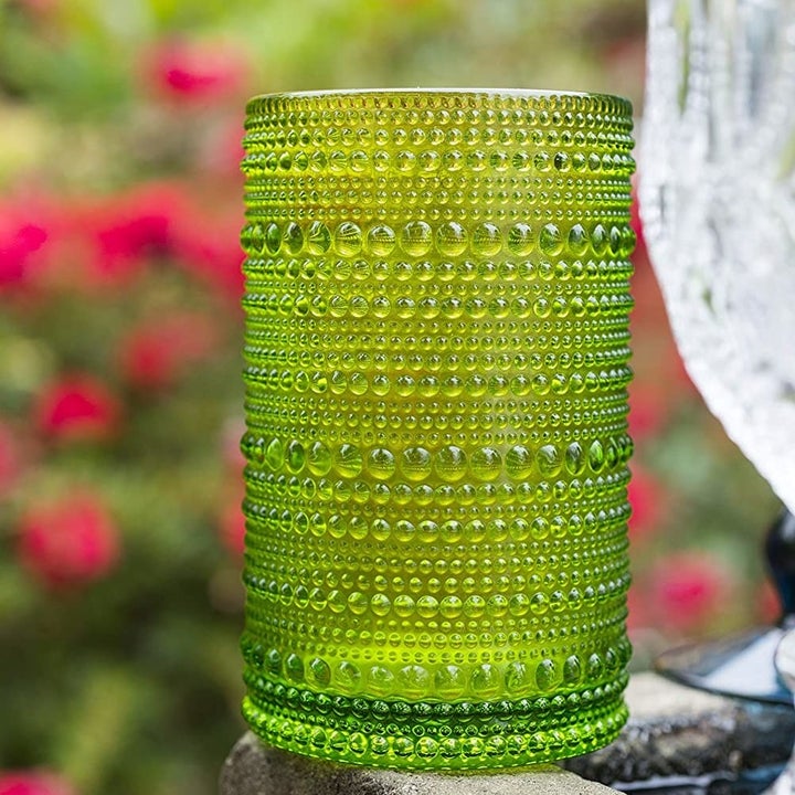 A close up of one of the glasses to show the bubbled texture