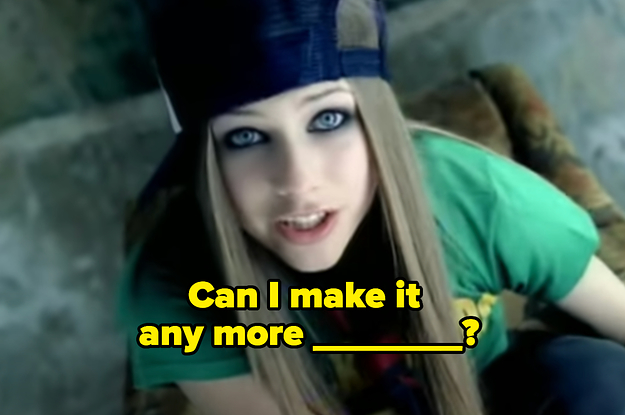 Avril Lavigne singing in the Sk8er Boi music video