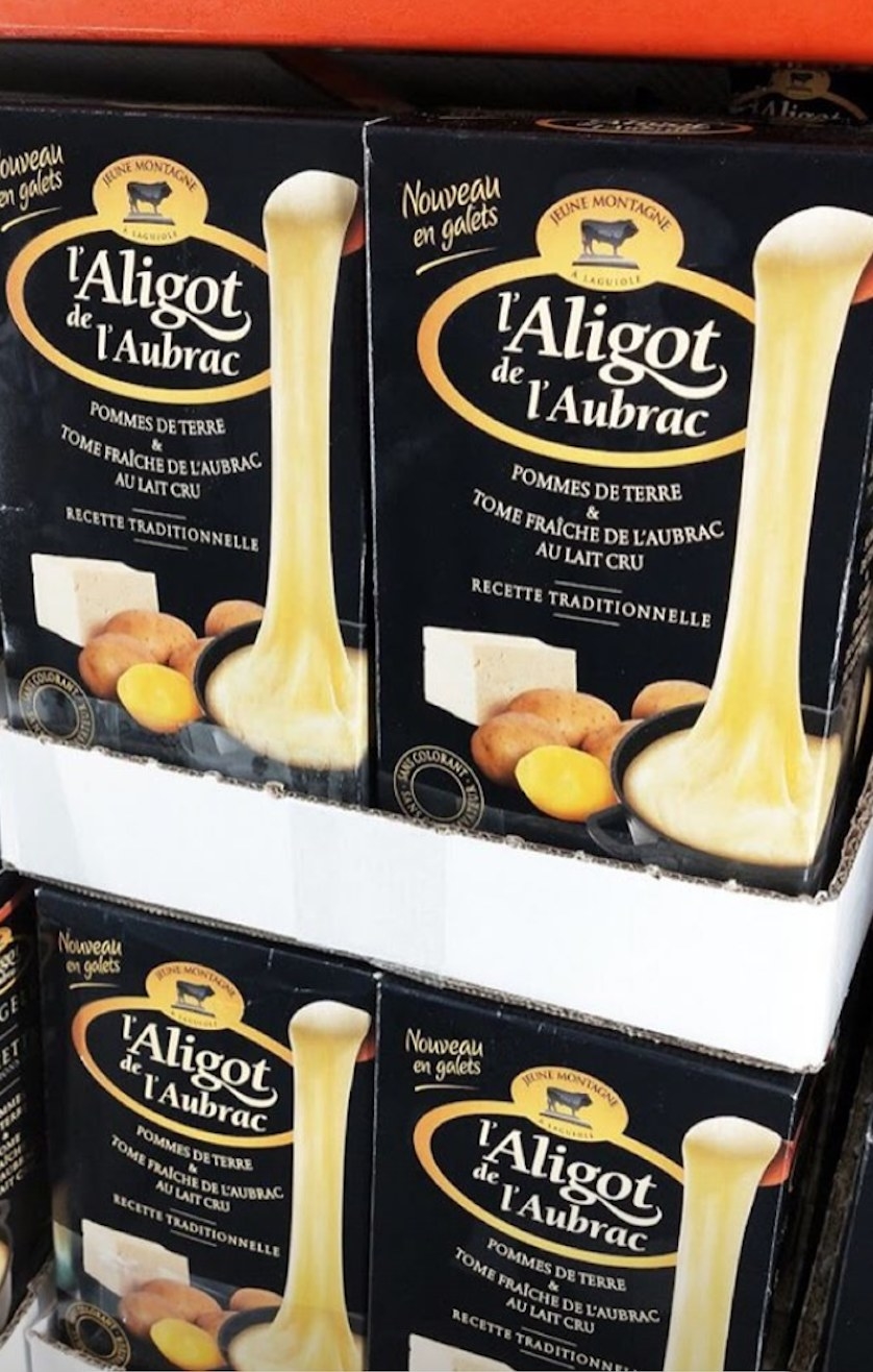 Large package of aligot cheese.
