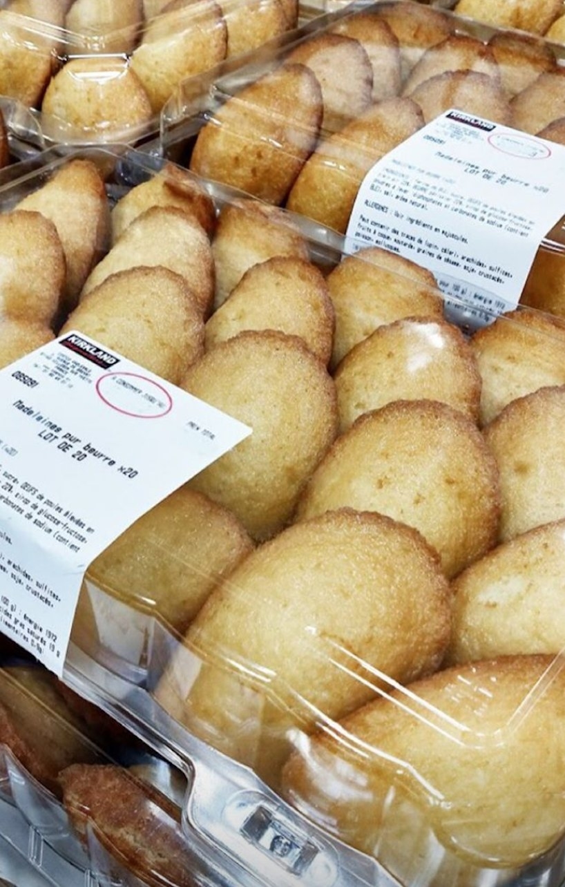 Packages of Madeleines in the bakery at Costco France