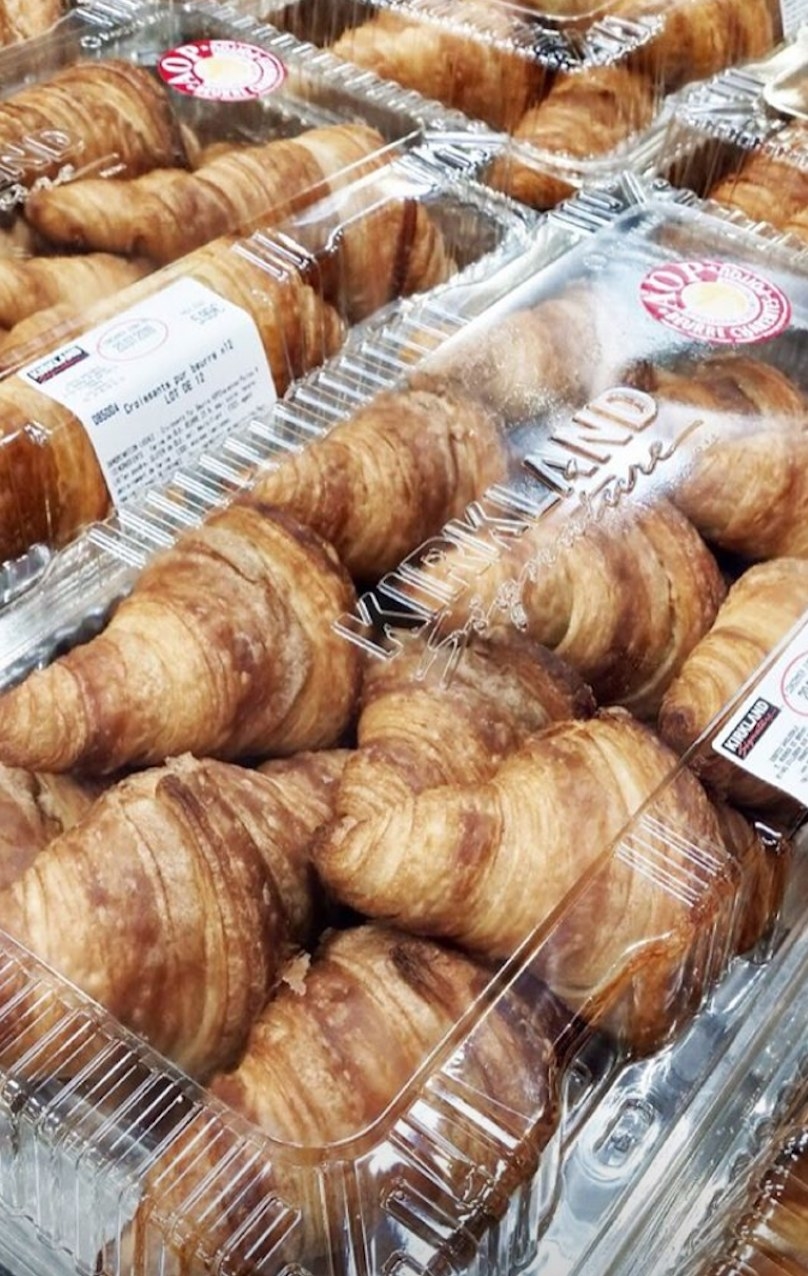 Packages of croissants in the bakery at Costco France