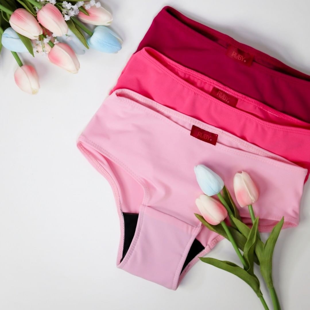 Pairs of pink period underwear 