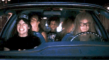 Gif of Dana Carvey and Mike Myers head-banging in &#x27;Wayne&#x27;s World&#x27;