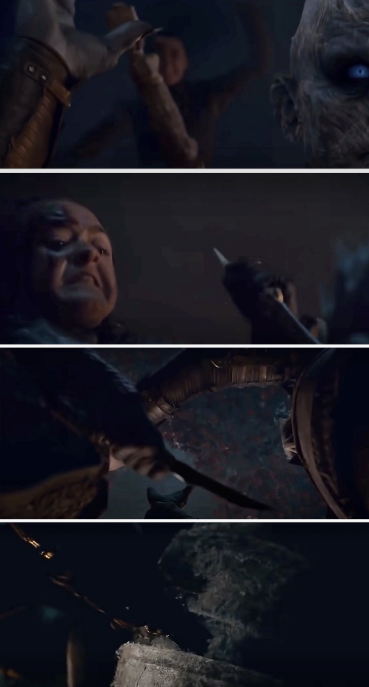 Arya stabbing the Night King
