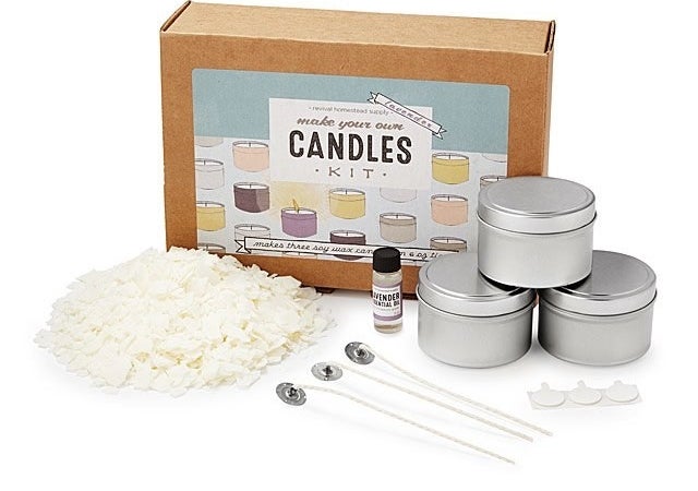 The complete make your own candles kit laid out