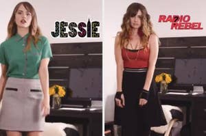 Debby Ryan recreating Jessie from "Jessie" and Tara from "Radio Rebel"