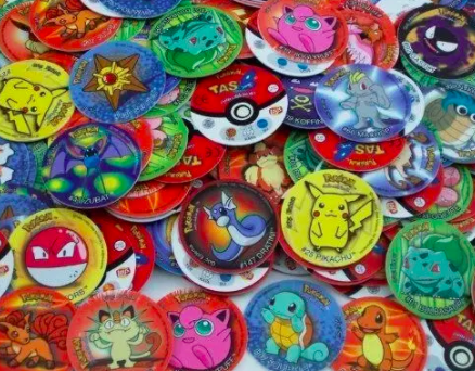 Image of several colourful tazos.
