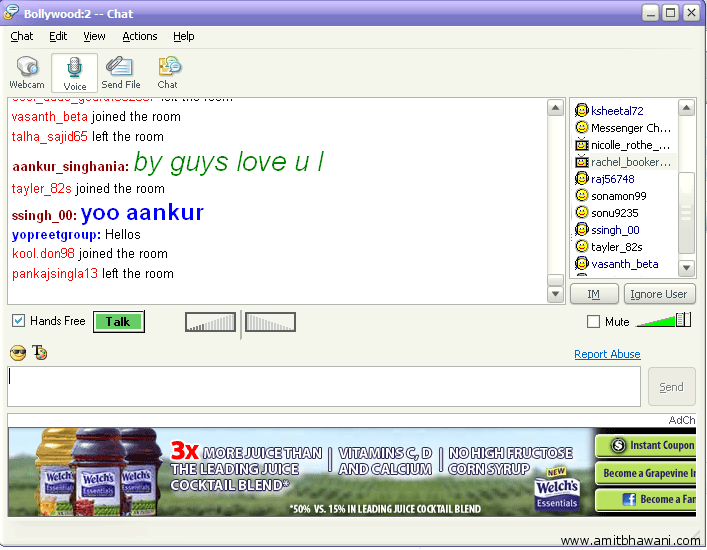Image of a Yahoo Chat Room.