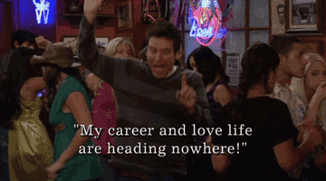 Ted dancing saying, &quot;My career and love life are heading nowhere!&quot;