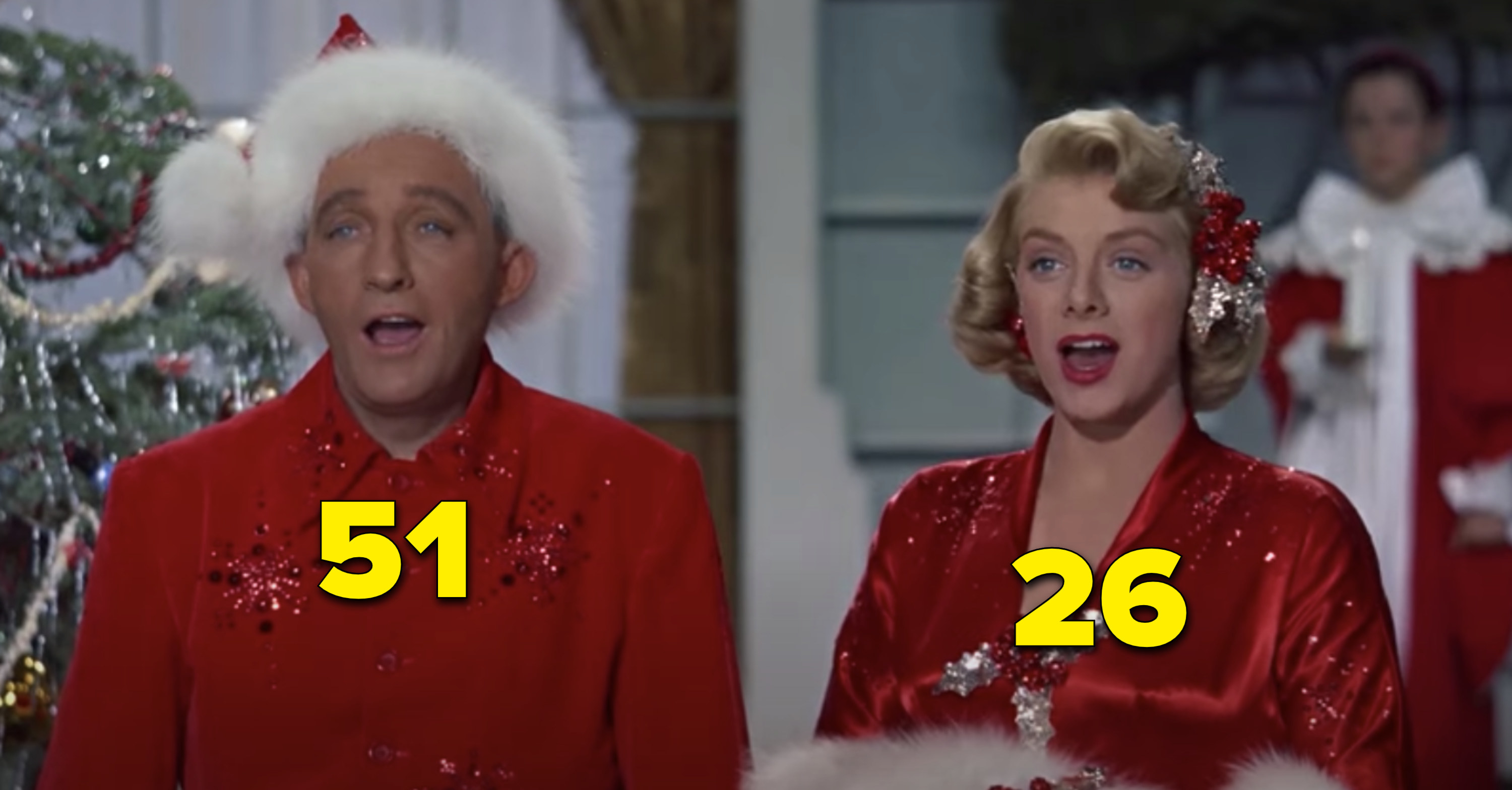 Bing Crosby and Rosemary Clooney singing in White Christmas