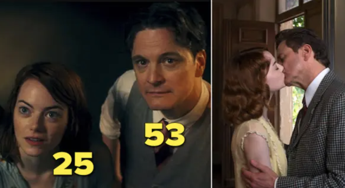 Emma Stone and Colin Firth kissing in &quot;Magic in the Moonlight&quot;