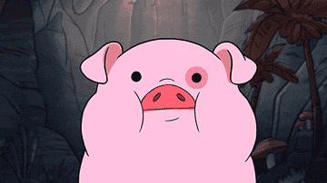 GIF of a pig from the TV show &quot;Gravity Falls&quot; blinking 