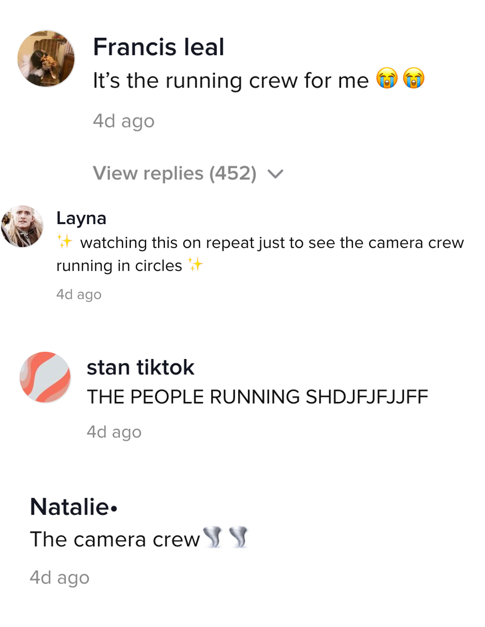 comments saying it&#x27;s the running crew for me