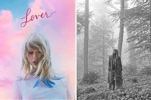 Lover album cover and Folklore album cover.