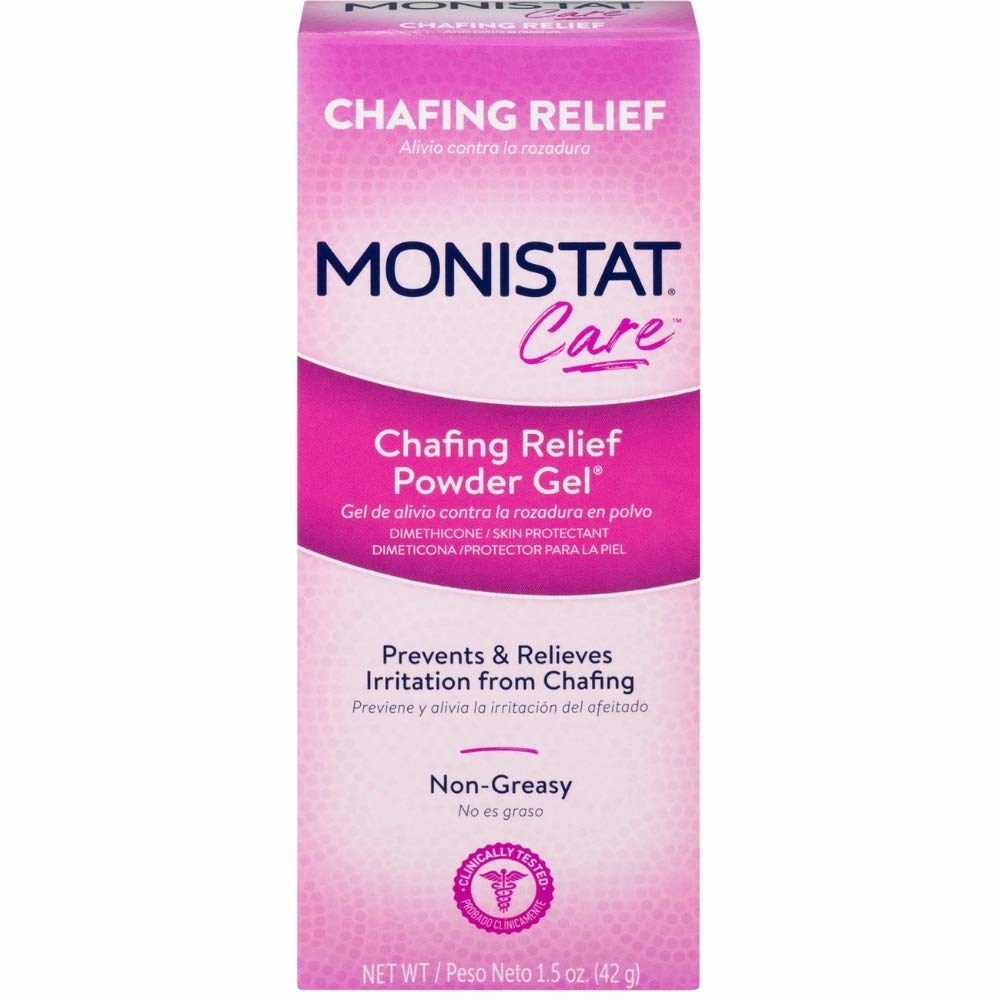 The Monistat Care box, which says it&#x27;s non-greasy and prevents and relieves irritation from chafing