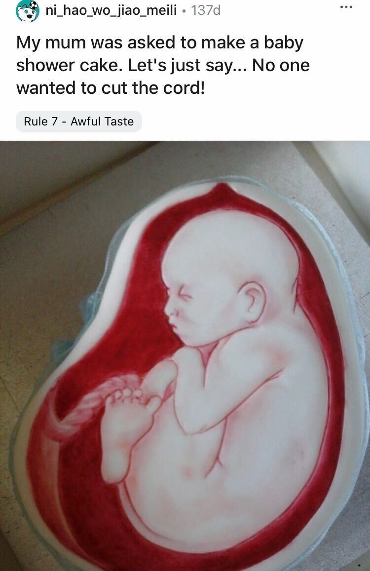 An cake that appears to be an unborn baby that&#x27;s still inside its mom