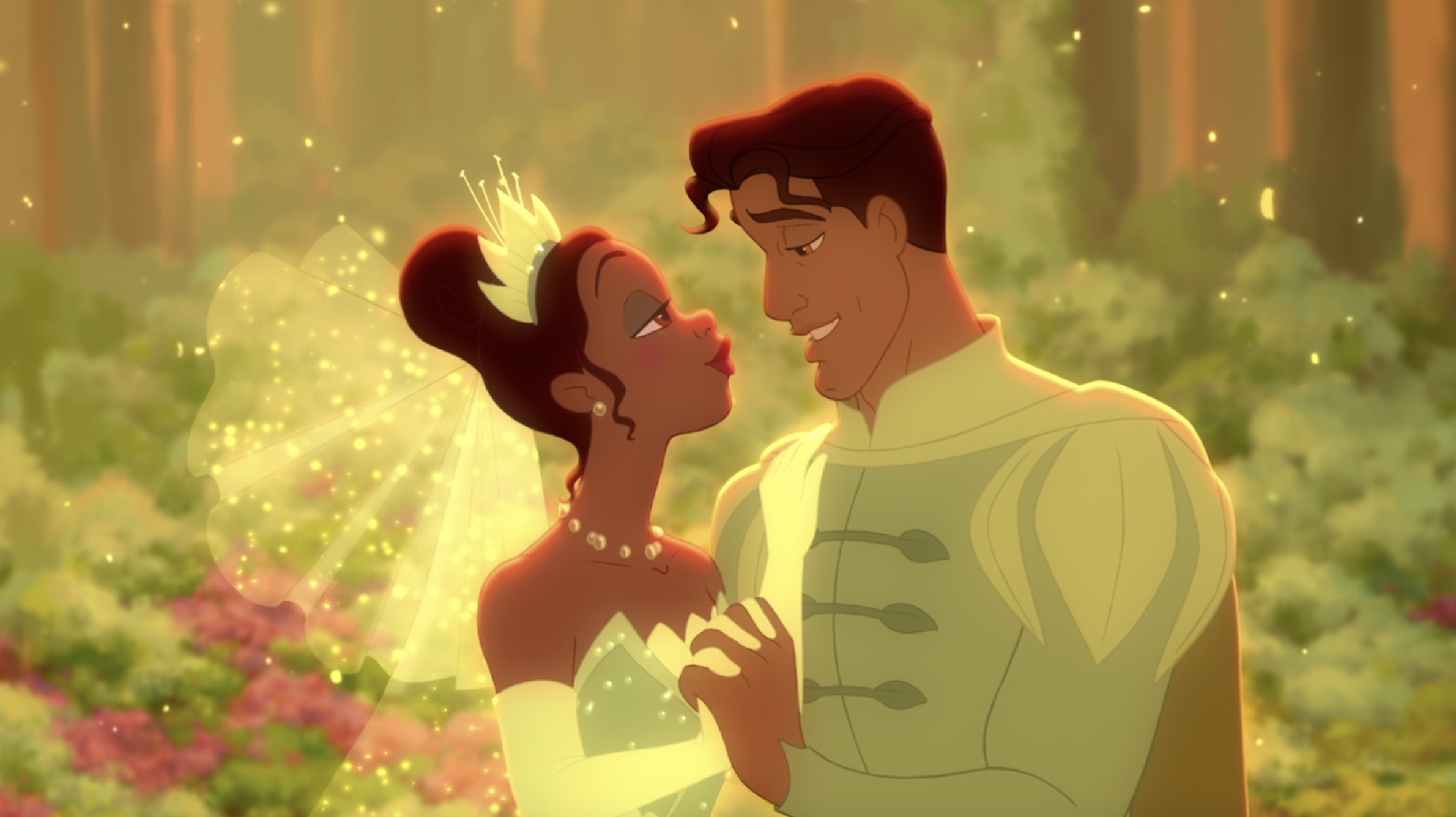 Tiana and Naveen gazing into each other&#x27;s eyes