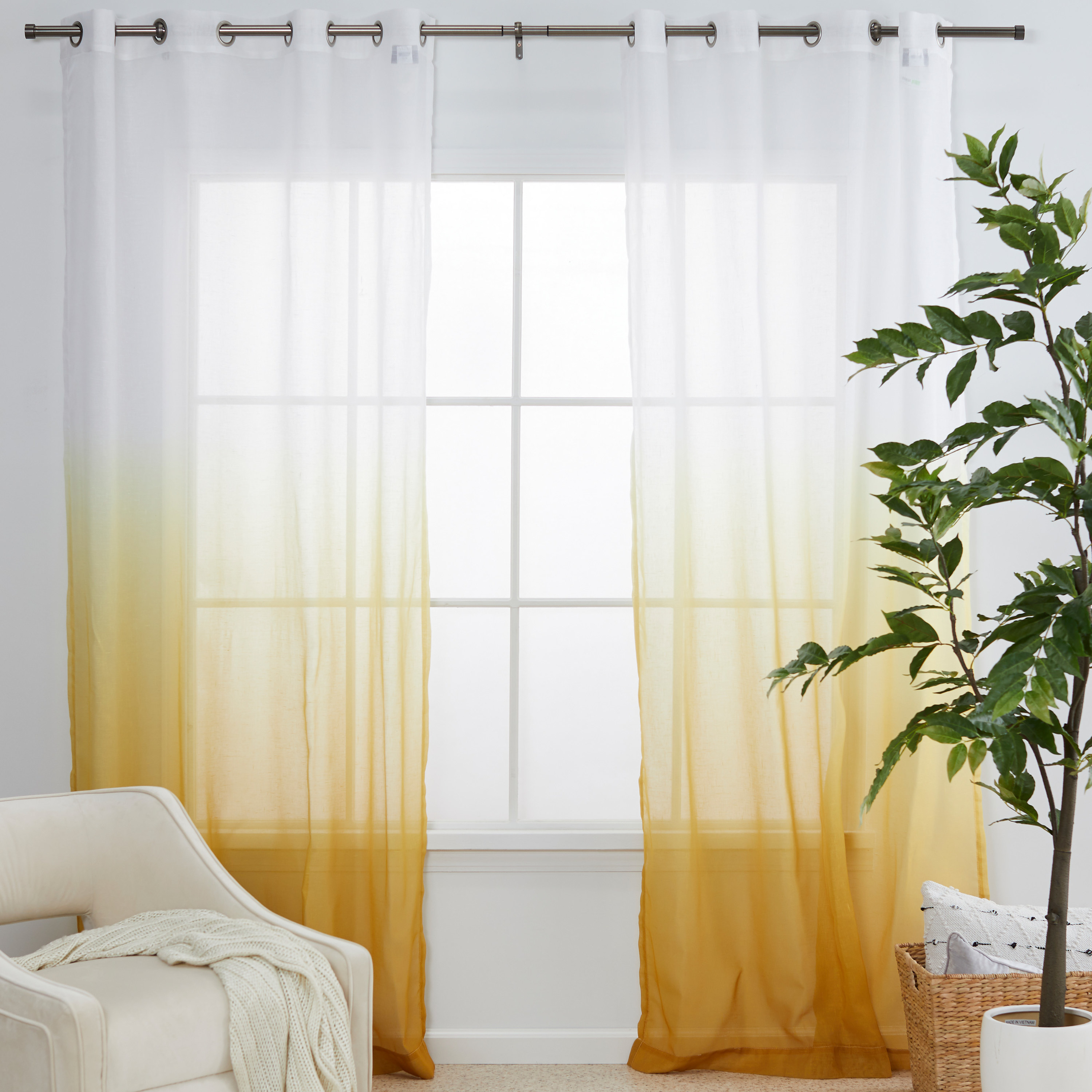 The white and gold ombre sheer curtains 