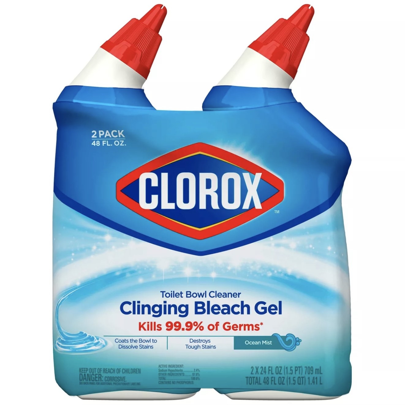 Clear 2-Pack of Clorox Toilet Bowl Cleaner Clinging Bleach Gel