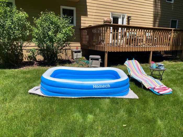 The pool on top of a tarp in a reviewer&#x27;s backyard