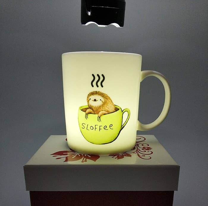 the mug under a lamp