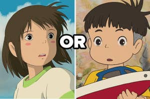Characters Chihiro from Spirited Away and Sosuke from Ponyo