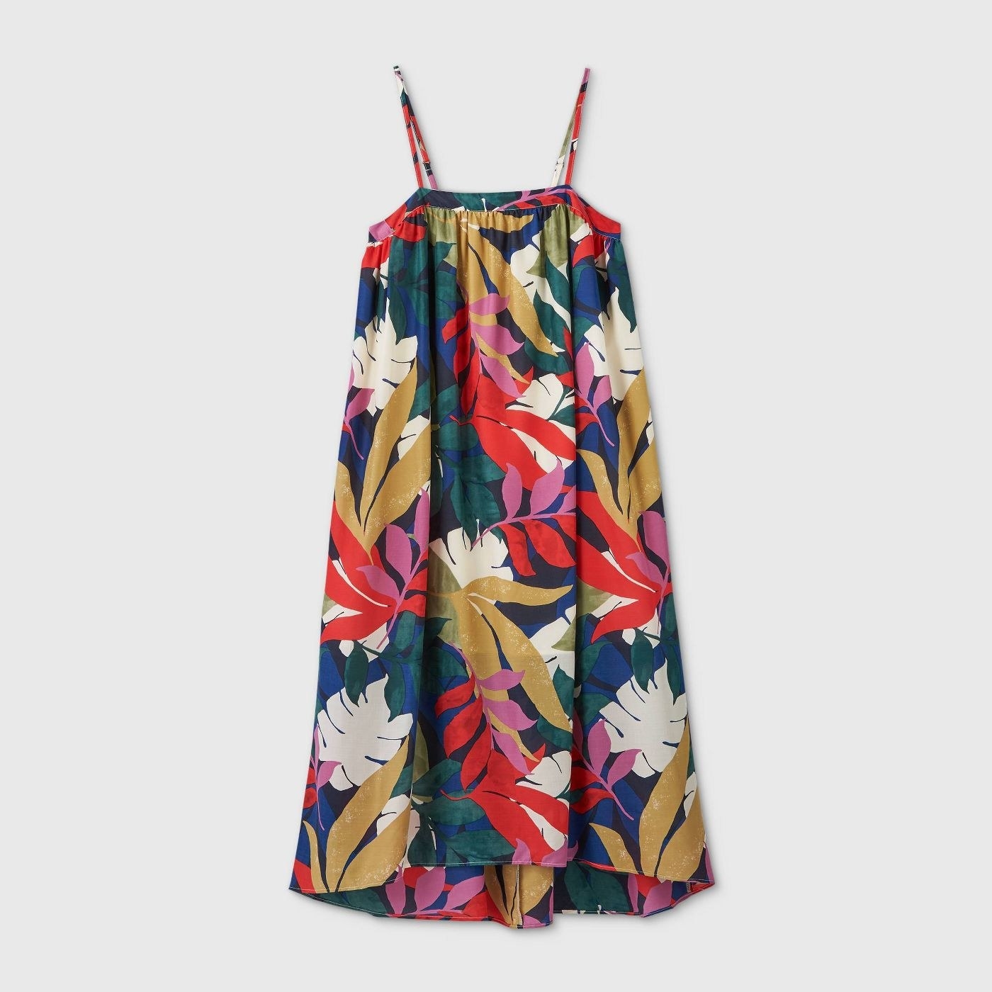 Strappy tropical print swing dress 