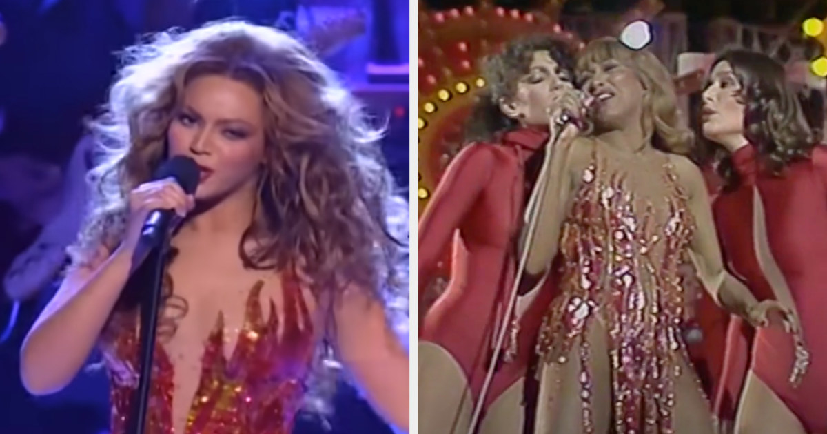 Beyoncé singing in flame dress at the Kennedy Center; Tina Turner singing in the flame dress in the late &#x27;70s on a TV show