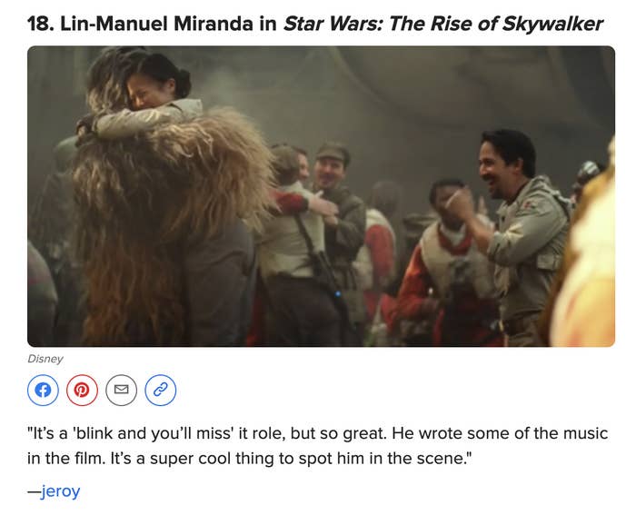 Lin-Manuel Miranda making a cameo in Star Wars: Rise of Skywalker