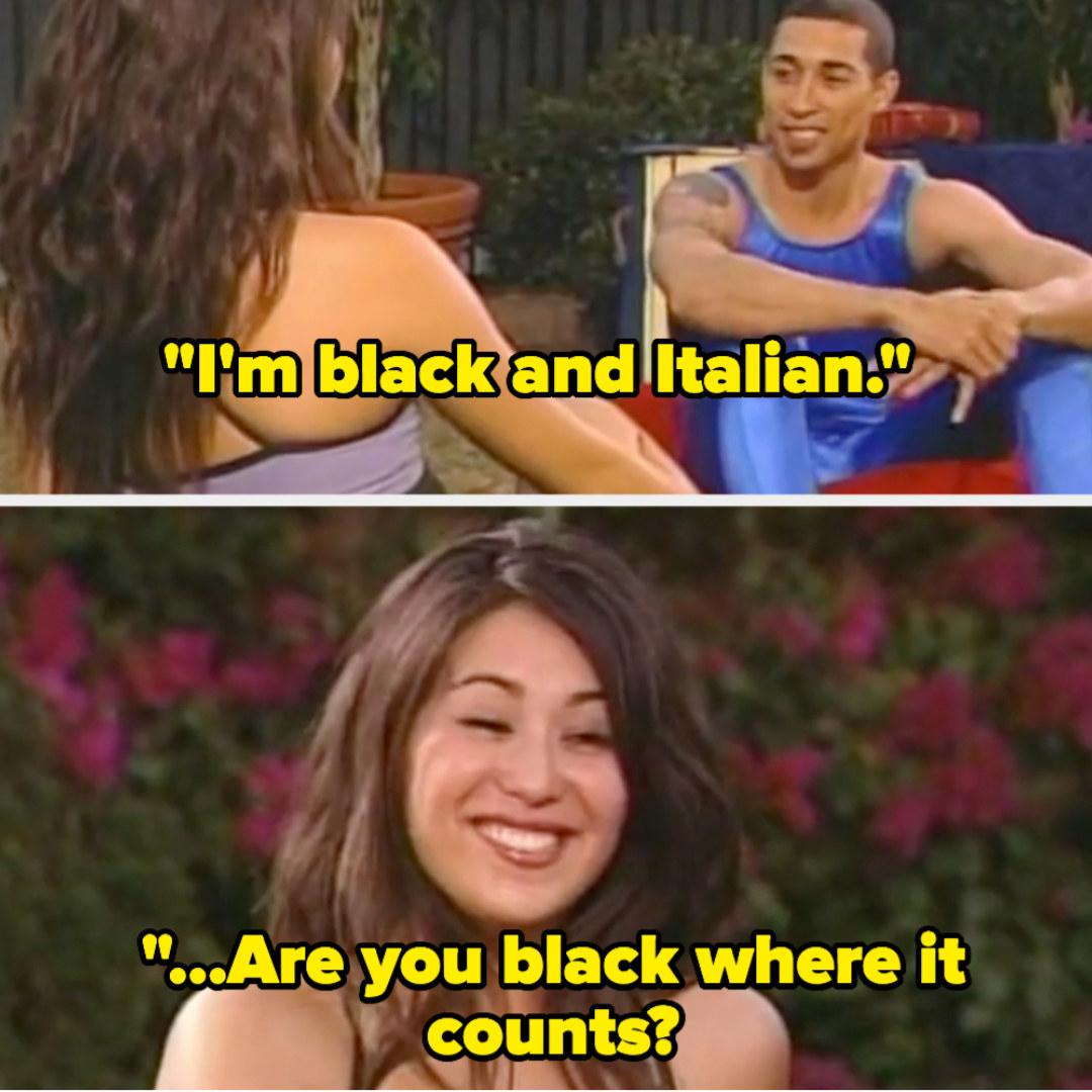 Mike saying &quot;I&#x27;m black and Italian,&quot; and the girl responding &quot;Are you black where it counts?&quot;