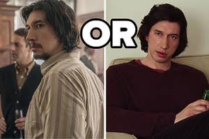 Two images of Adam Driver one from Blackkklansman and the other from Marriage Story