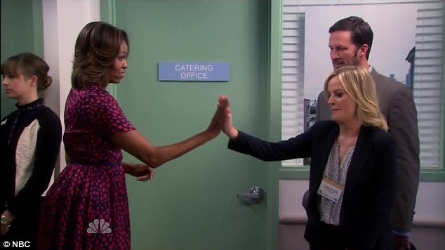 Michelle Obama and Amy Poehler as Leslie in Parks and Rec
