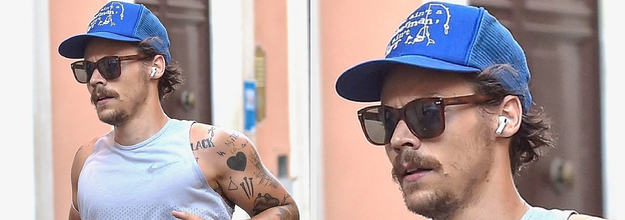 Harry Styles Rocks Mustache On Rome Jog: Photo – Hollywood Life