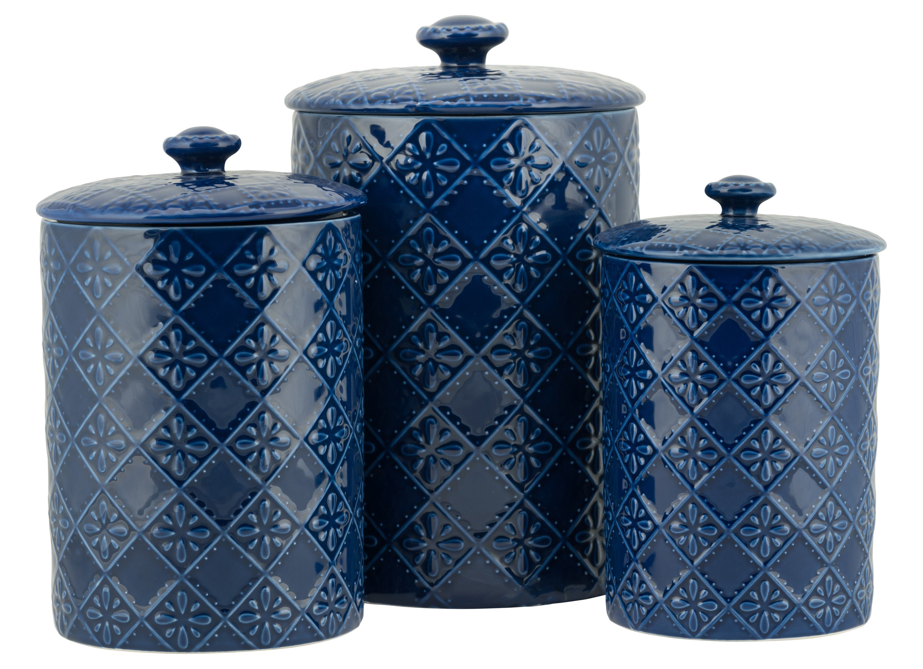The three ceramic jars with floral design 