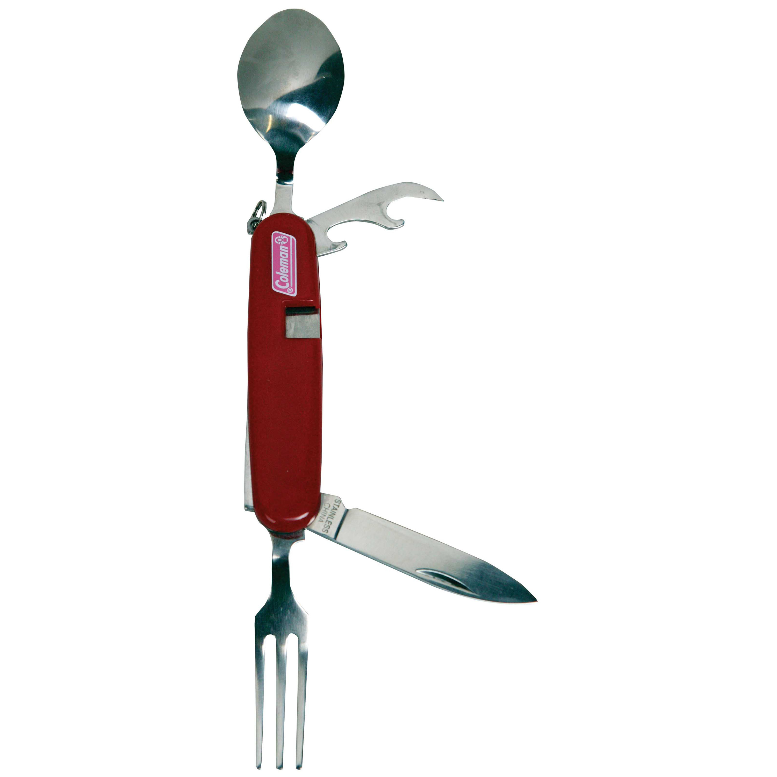 Red Coleman camping utensil set