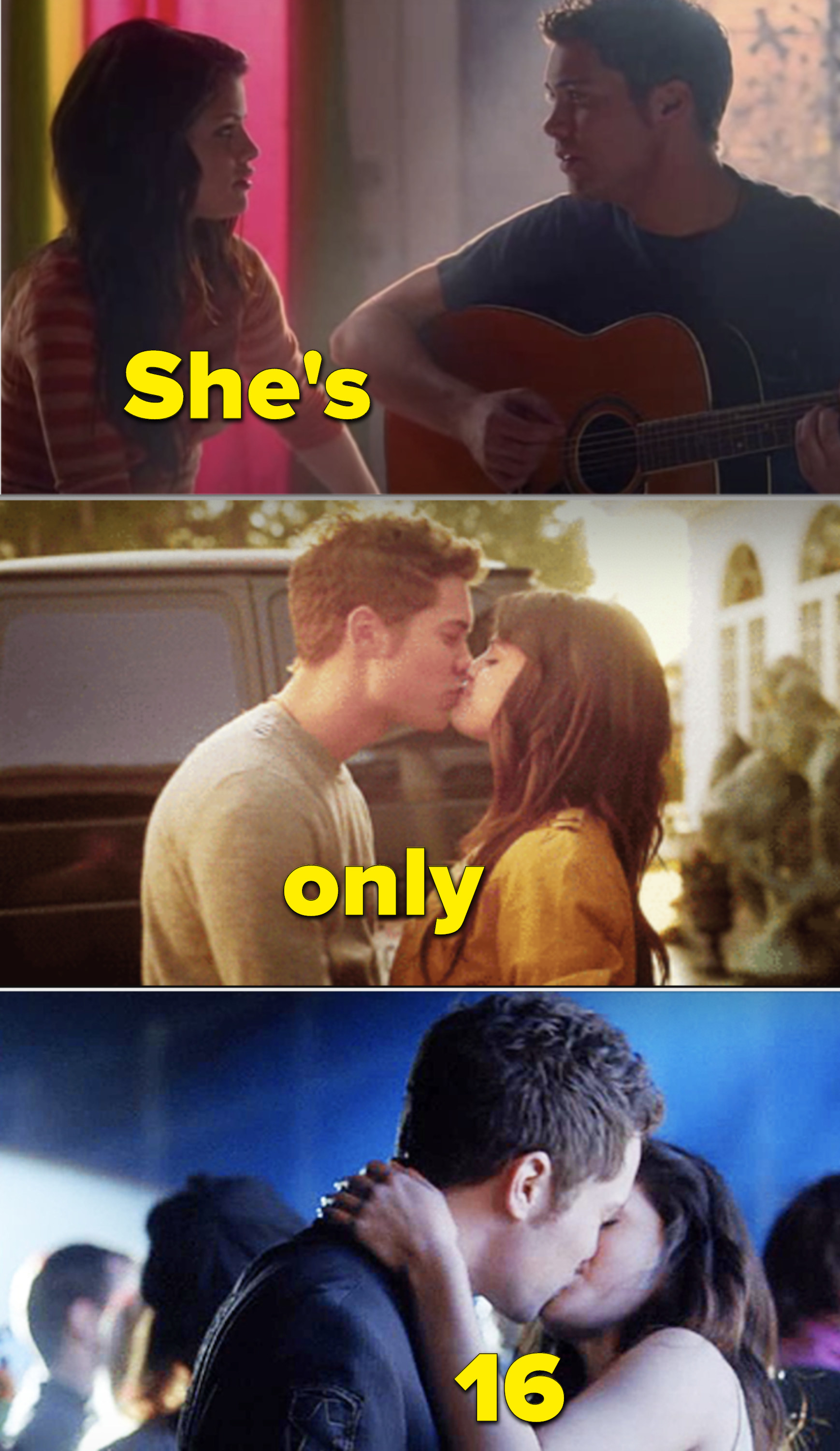 Selena Gomez and Drew Seely kissing in &quot;Another Cinderella Story&quot;